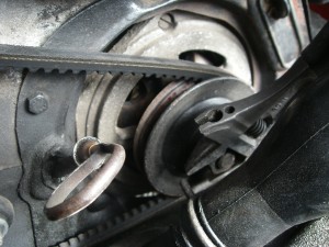 adjustable spanner on the pulley nut